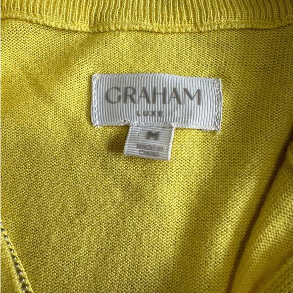 NWT Graham Luxe Quarter Zip Sweater Size M Silk Blend Butter Yellow - Picture 3 of 9